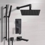 Remer TSR76 Matte Black Tub and Shower Set With Rain Shower Head and Hand Shower